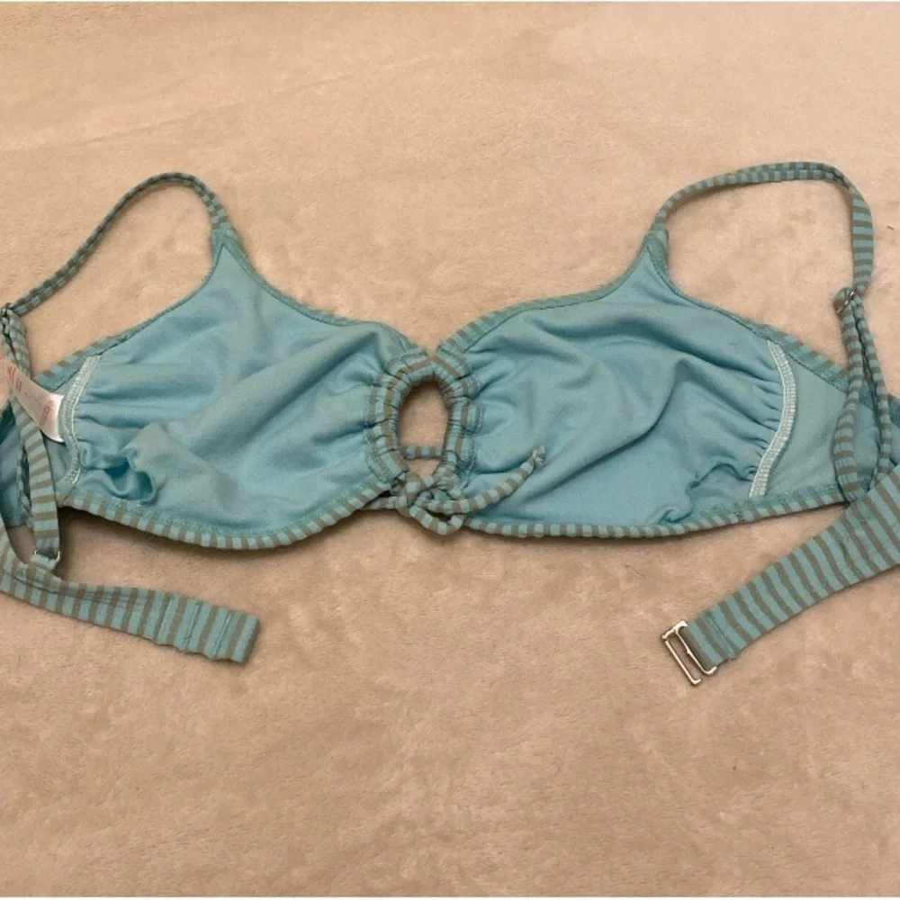Xhilaration Seafoam Blue Green Striped Bikini Top